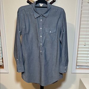 J. Crew Women's Blue Button Down Tunic